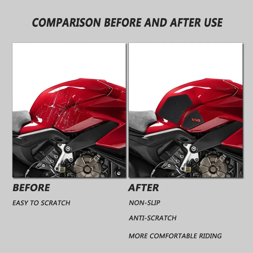 For Ducati Fuel Tank Grip Pads Knee Traction Anti-slip Fuel Tank Sticker V4 Panigale V4S Streetfighter V4 S 2021 2020 2019 2018