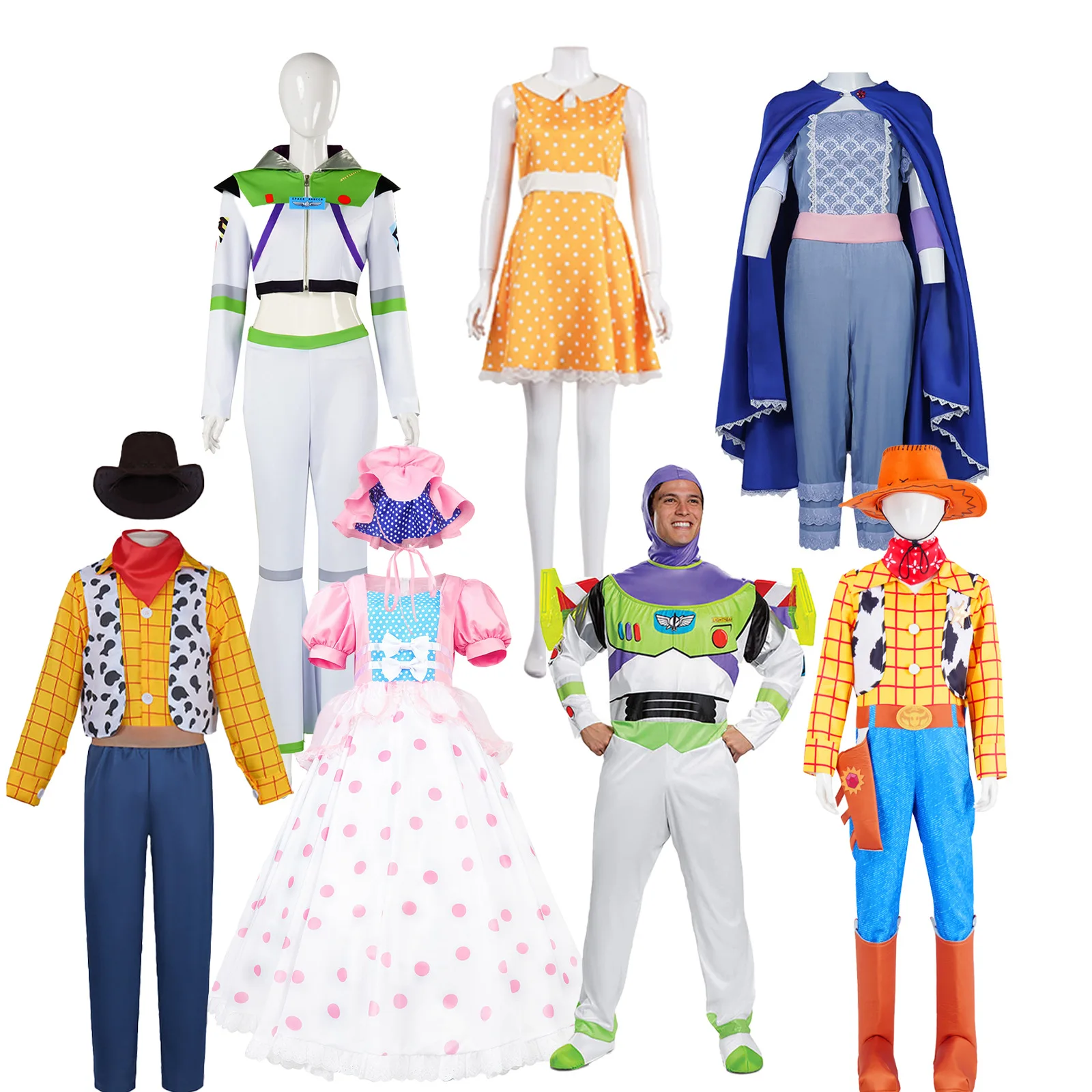 Disfraz de Policía Espacial Woody, Vestido de Cosplay con Puntos Rosas, Ropa de Pastora Pequeña Bo Peep, Disfraz de Carnaval ﻿