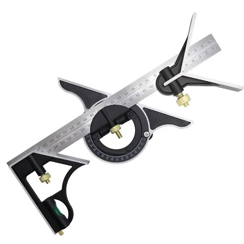 

Подвижная угловая линейка Линейка из нержавеющей стали под углом 90 градусов Многофункциональная горизонтальная универсальная высокоточная комбинированная угловая линейка