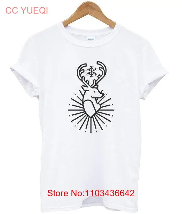 Рождественская футболка унисекс с оленем, Классическая футболка, футболка с вигтажем