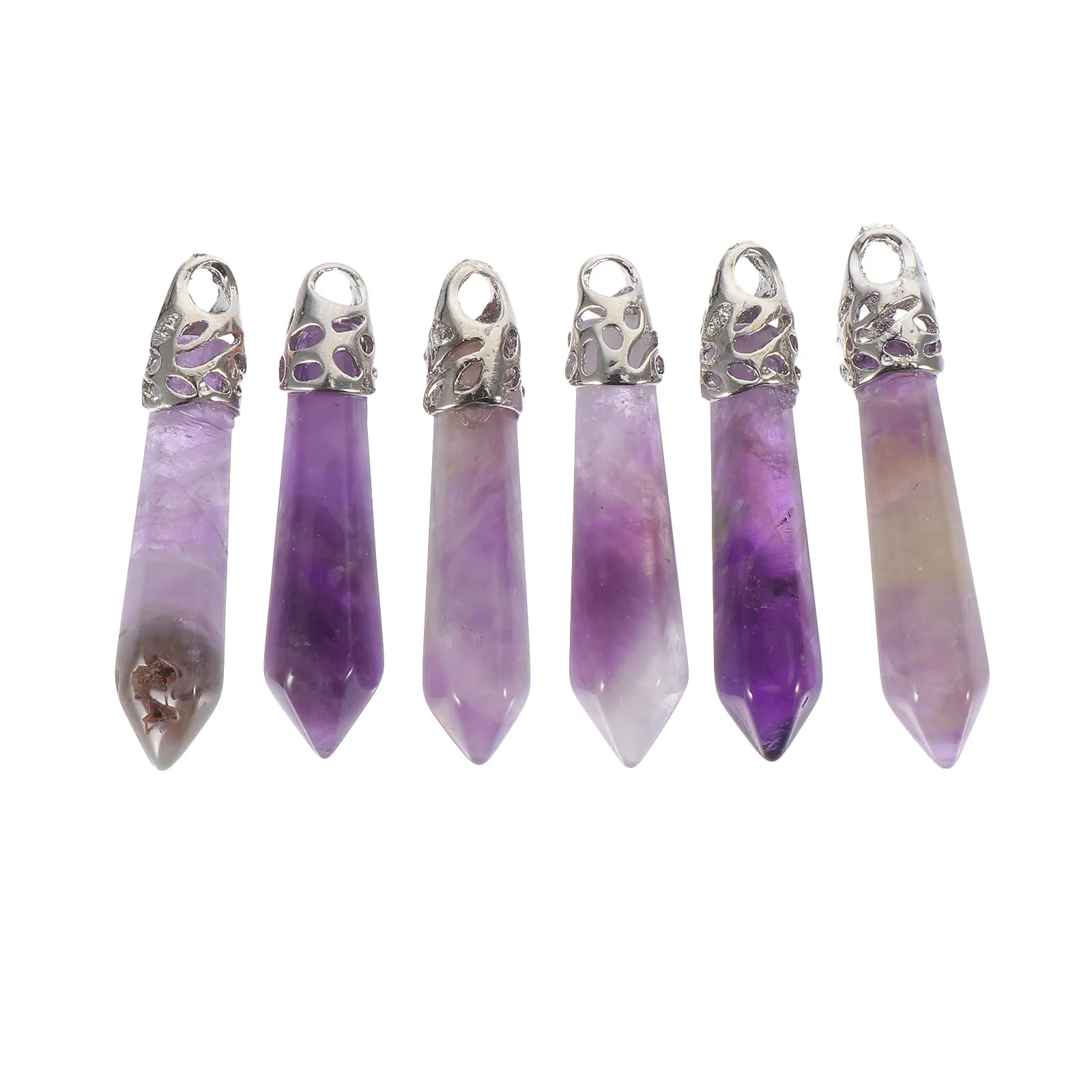 

6Pcs Purple Amethyst Pendant High Quality DIY Necklace Pendant Bracelet Earring Charms Jewelry Making Craft Supplies