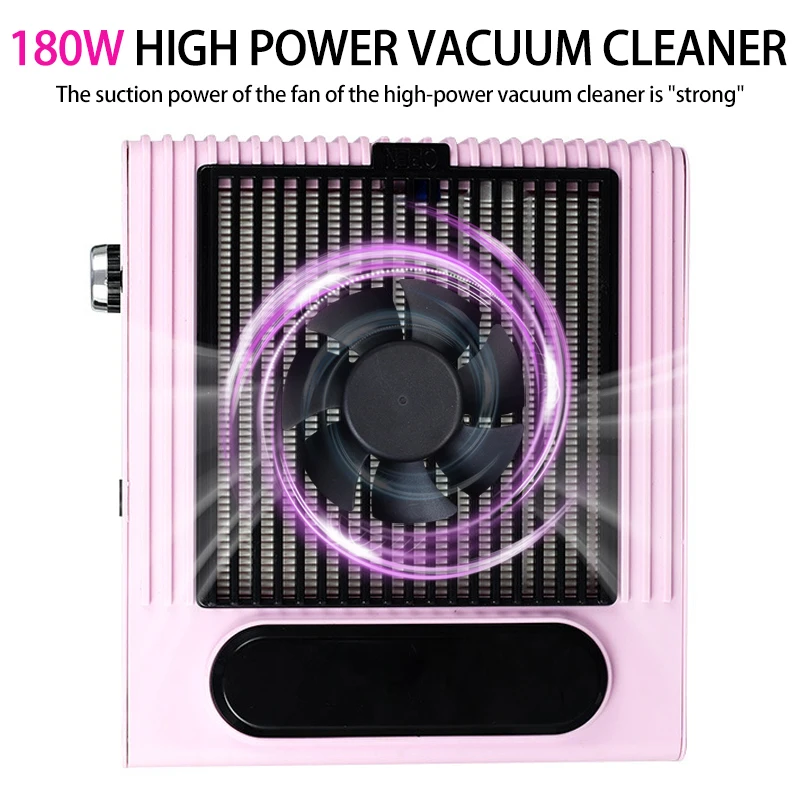 180W Nail Dust Collector Adjustable Wind Speed Nail Dust Vacuum Cleaner With Recyclable Filter For Manicure Machine Strong Fan