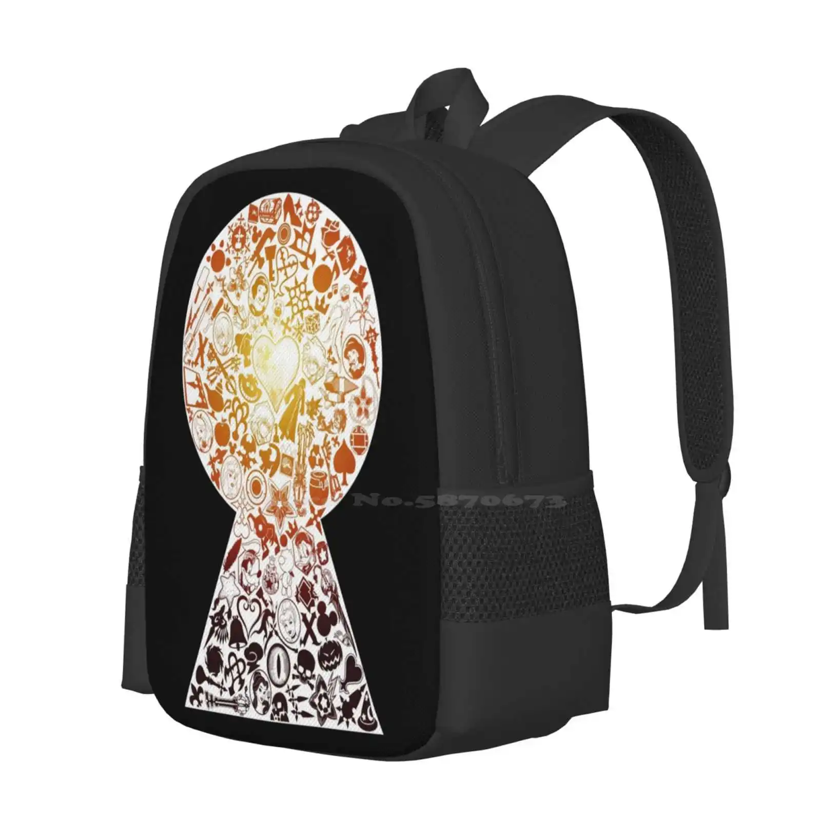 Kingdom Hearts-Keyhole ( Orange ) Bag Backpack For Men Women Girls Teenage Kingdom Hearts Ii Kingdom Hearts 2 Kingdom Hearts