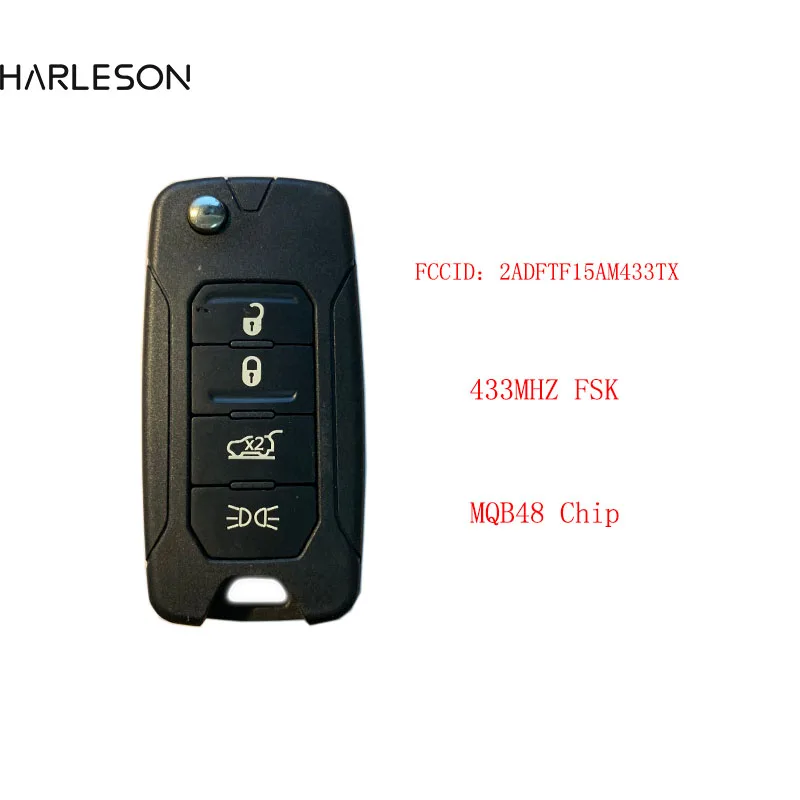 

3/4 Buttons Flip Remote Key FSK 433.92MHz Megamos AES Chip ID48 for Jeep Renegade 2016-2018 Fiat 500X FCC 2ADFTFI5AM433TX SIP22