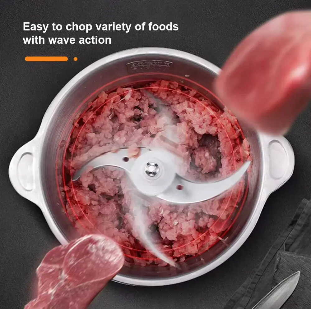 Multifunctional Household Stainless Steel Meat Grinder 2 Speed 250W Stainless Steel 2L Capacity Electric Chopper Meat Grinder