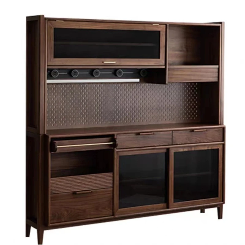 

North American black walnut dining side cabinet kitchen small household modern simple restaurant wine cabinet solid wood locker