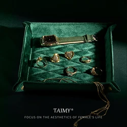 TAIMY Plush Velvet Jewelry Tray Ring Necklace Watch Storage Furniture Must Nightstand Organizer Jeweler Jewelry Display Items