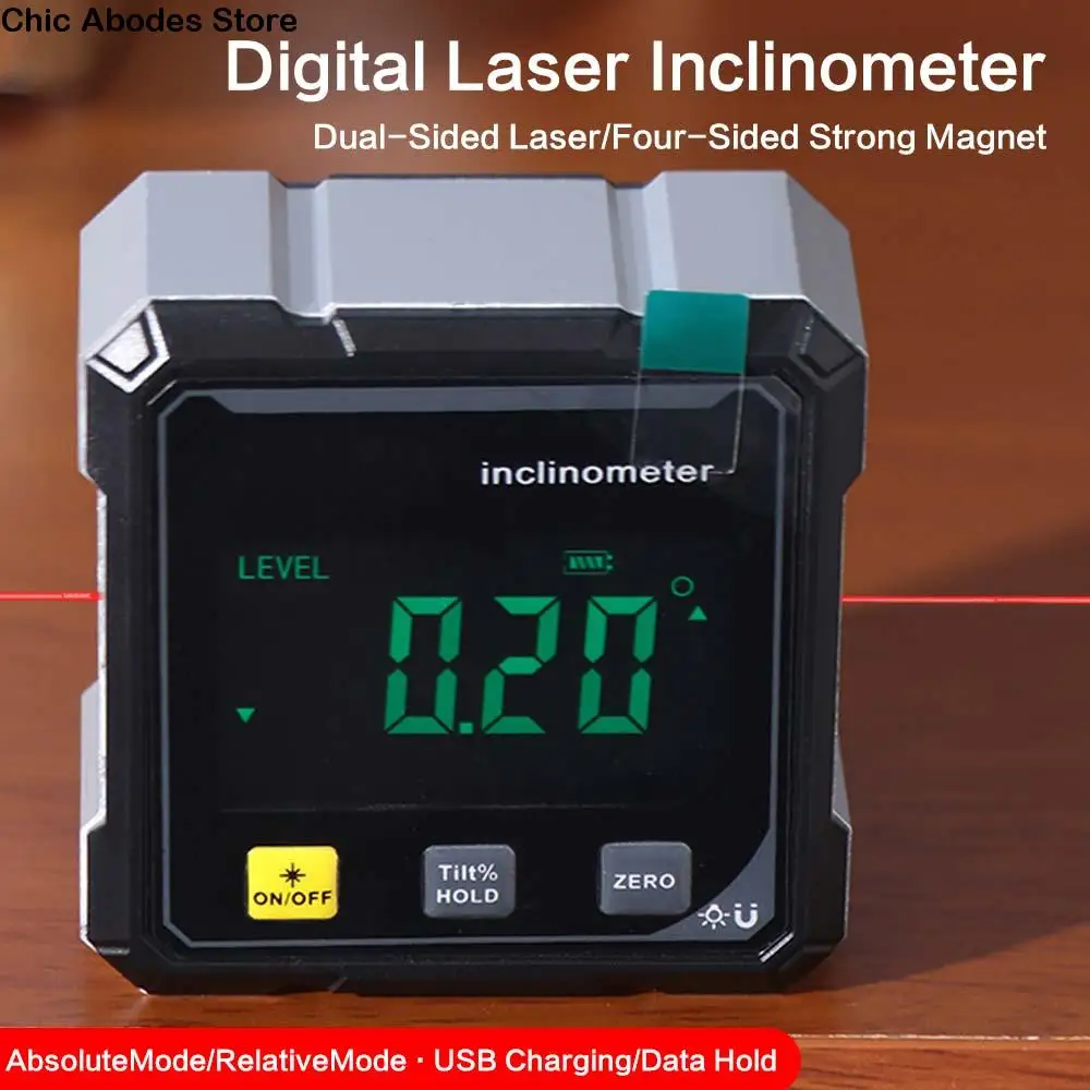 

Угломер с четырехсторонним дисплеем, магнитное всасывание, цифровой дисплей, транспортир уровня, инклинометр, быстрое измерение на 360 градусов