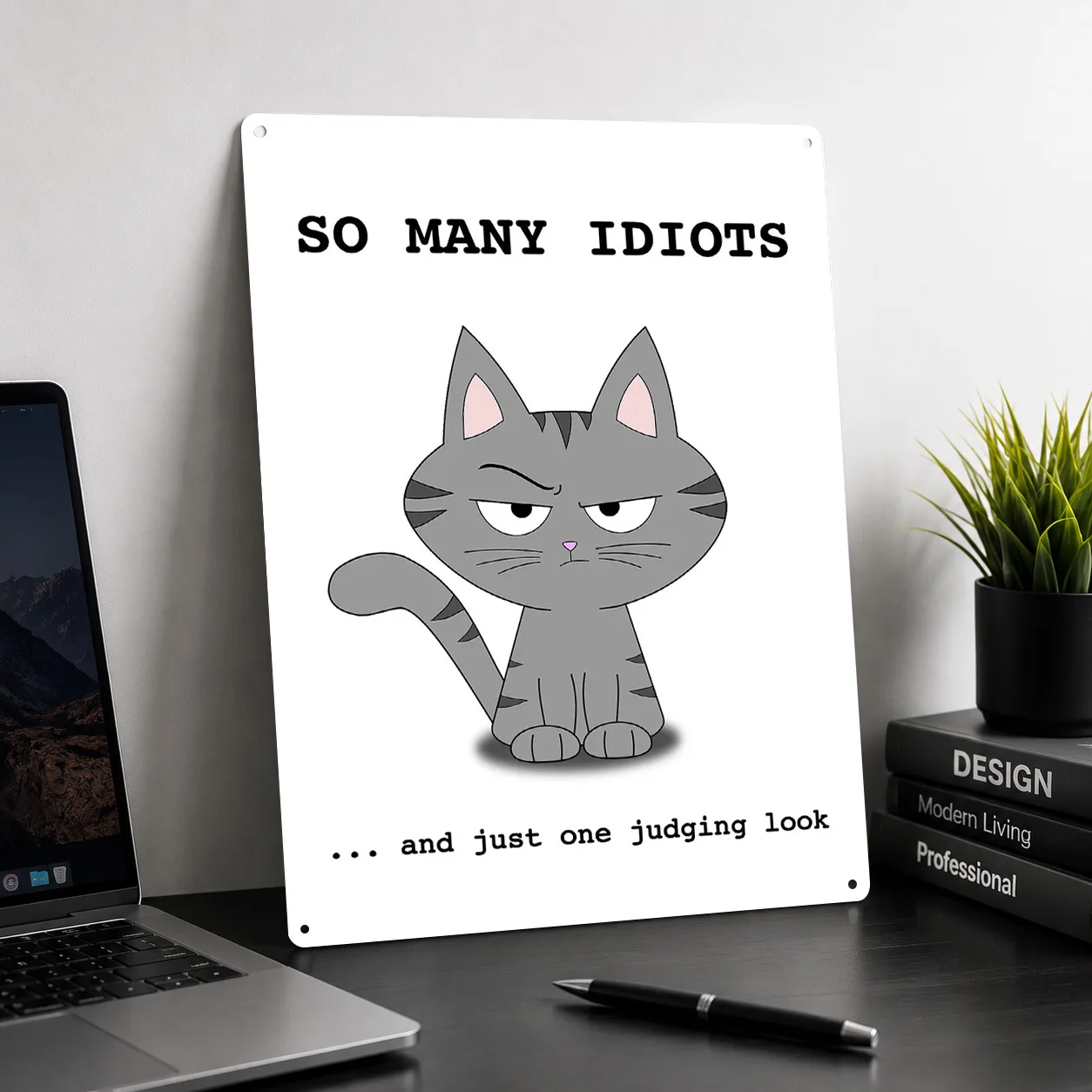Funny Judging Cat Metal Poster Perfect Gift for Fans Lovers Customized Wall Art Metal Sign for Decoration Bedroom Accessories
