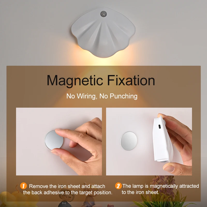 Motion Sensor Night Light Wireless Type C USB Rechargeable Wall Lamp For Kitchen Bedroom Cabinet Mural Sensor Indoor Lighting