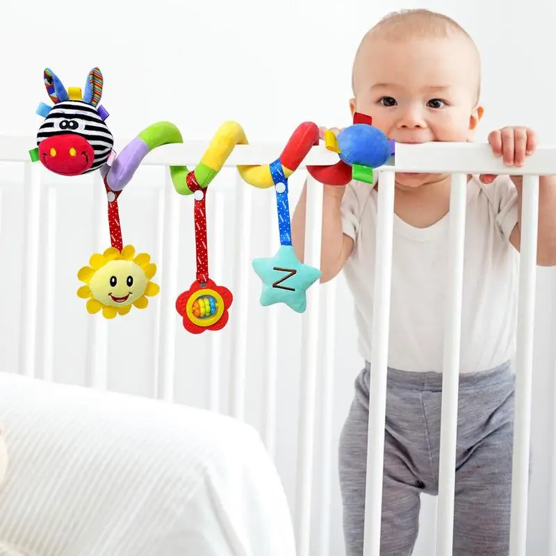 Baby Crib Hanging Rattles Toys Car Seat Toy Soft Mobiles Stroller Crib Cot Spiral Toy Pram Hanging Dolls For Babies Newborn Gift