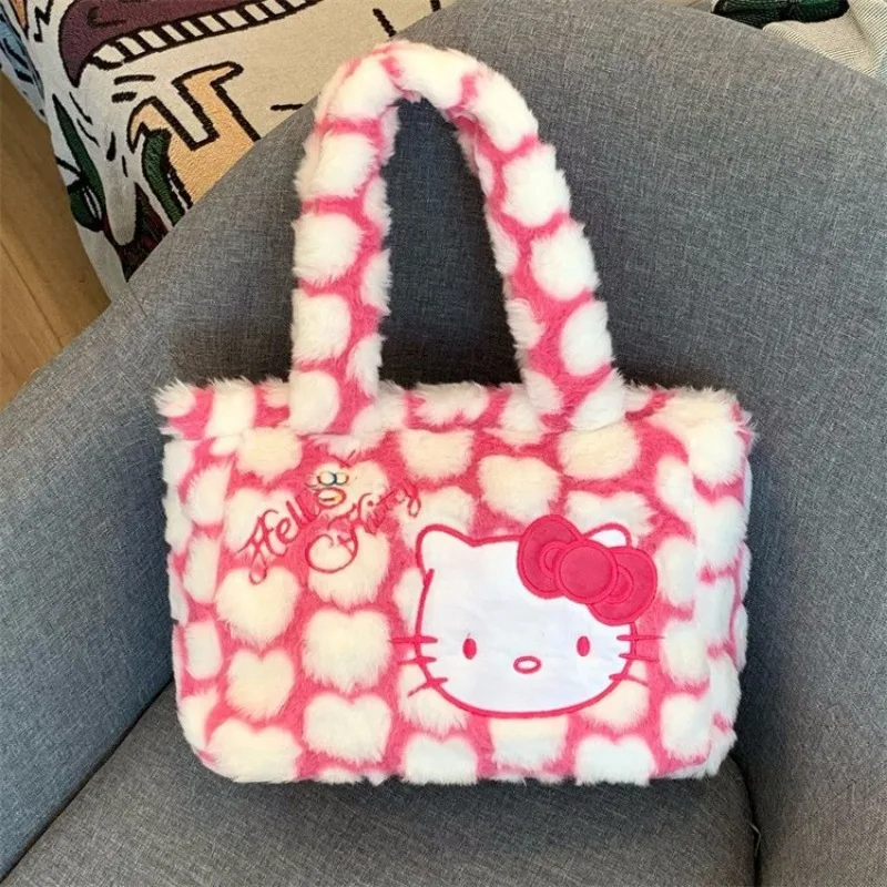 Sanrio Leuke Cartoon Y2k Hot Girl Suede Hello Kitty Een Schouder Handtas Trendy Tas Vrouwelijke Beste Vriend Gift