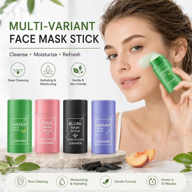 Green Tea Solid Facial Mask, Deep Cleaning Moisturizing Mask for Shrink Pores, Removing Blackheads and Acne Face Skin Care Masks