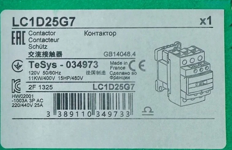 

Brand New Original LC1D25G7 120V 25A Fast Delivery