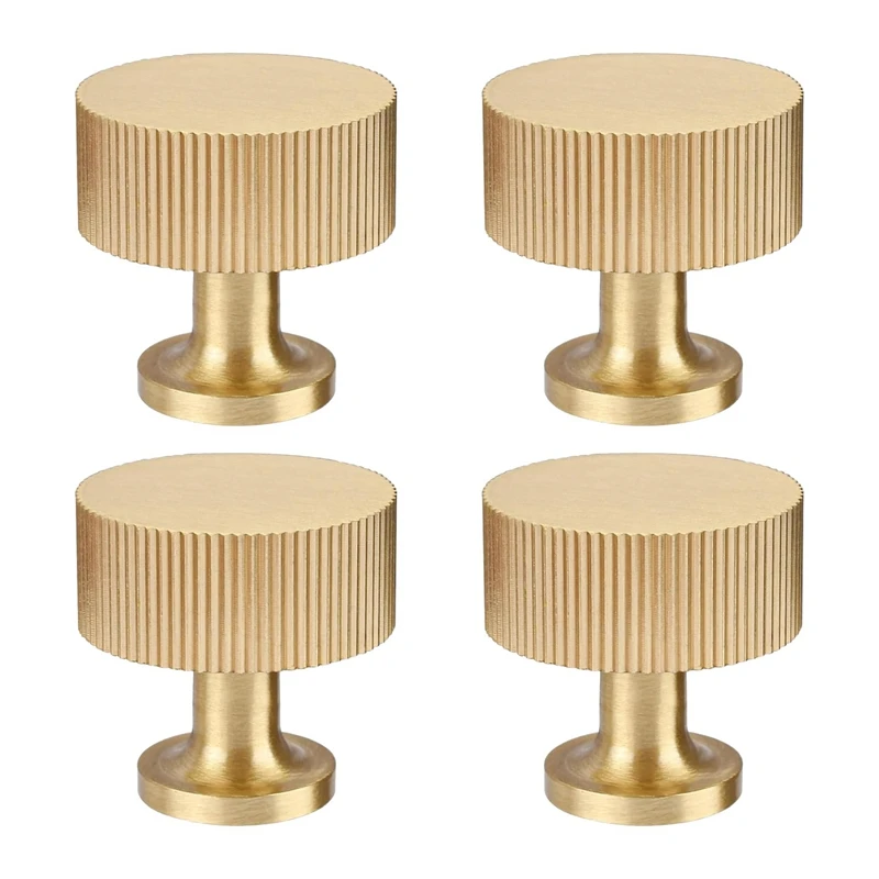 

4Pcs Solid Brass Cabinet Knobs Pulls Cabinet Drawer Dresser Gold Knobs Modern Handles Knobs(1X1inch/28Mmx28mm),Brushed Durable