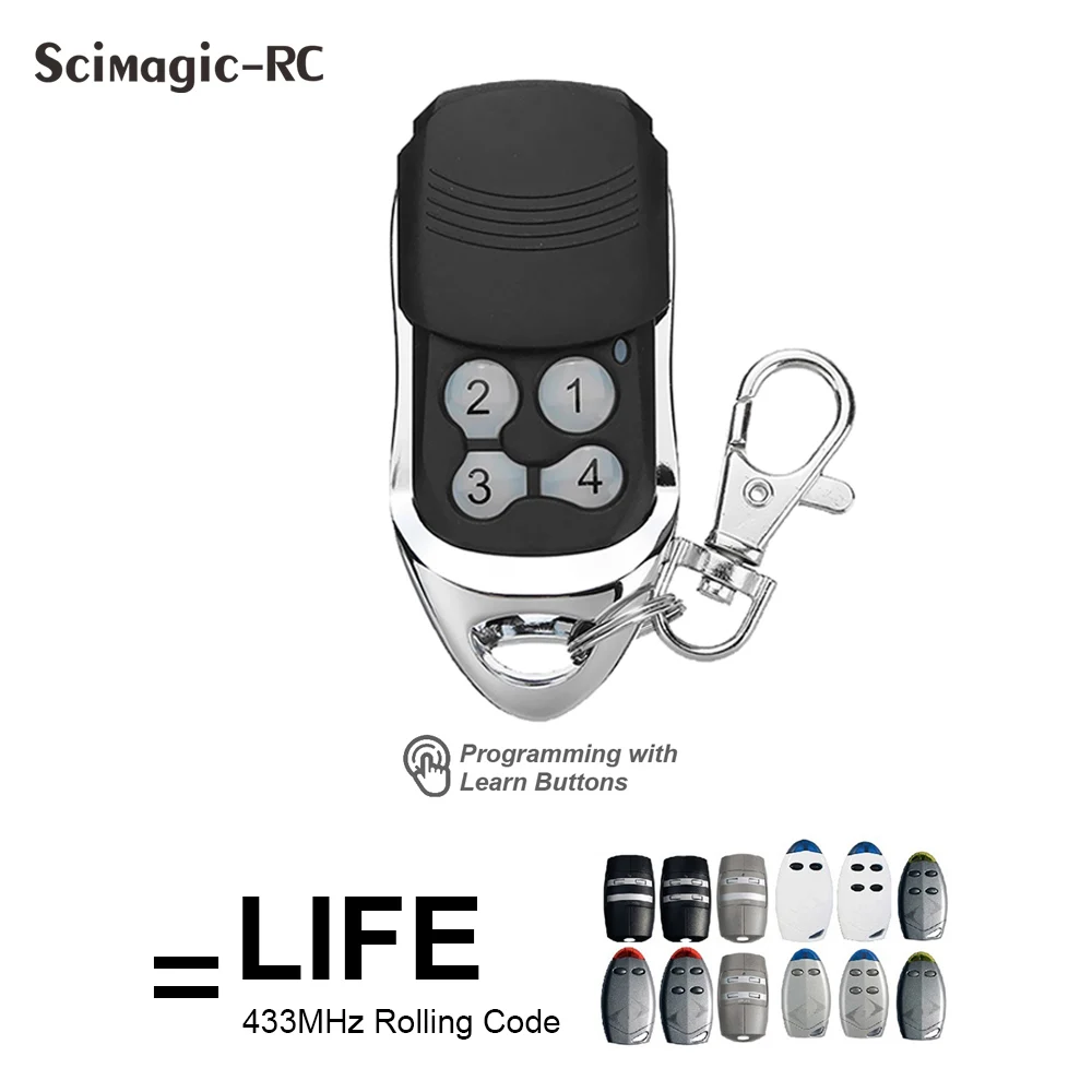 Substitua o controle remoto da porta da garagem LIFE FIDO2 FIDO4 VIP2 VIP4 VIP2R VIP4R STAR 2 e 4 BRAVO 2 e 4 Código de rolamento Comando 433,92 Mhz