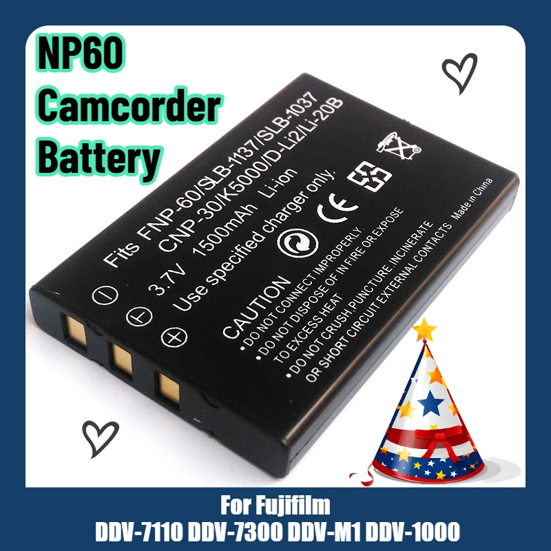 

NP60 Camcorder Battery 3.7V 1500mAh for Fujifilm DDV-7110 DDV-7300 DDV-M1 DDV-1000