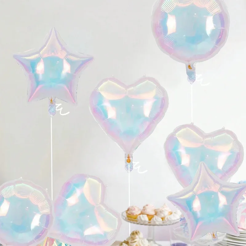 5pcs 19Inch Dazzling Colorful Aluminum Film Balloons Transparent Star Circular Love Shaped Balloon for Wedding Birthday Party