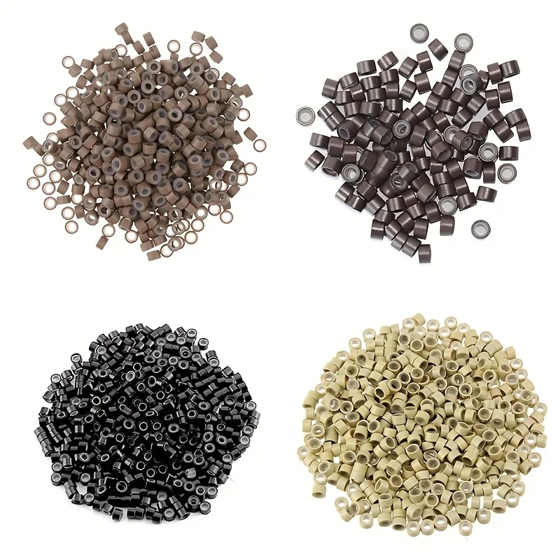 100 шт., микрокольца для наращивания волос, бусины 5 мм, бусины с силиконовой подкладкой для наращивания человеческих волос, инструмент-разноцветные