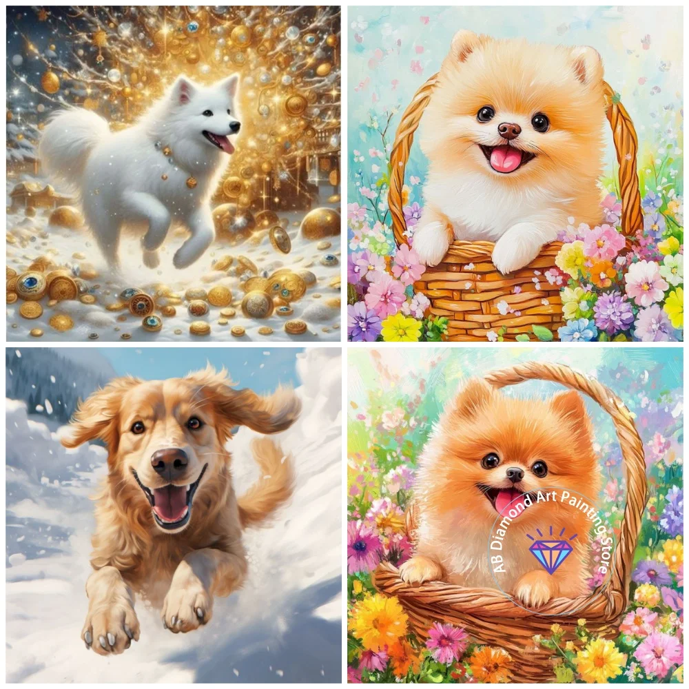 

New Dog Animal AB Diamond Painting Kit Square Round Diamond 5D DIY Moon Cross Embroidery Handmade Art Exquisite Gift Home Decor