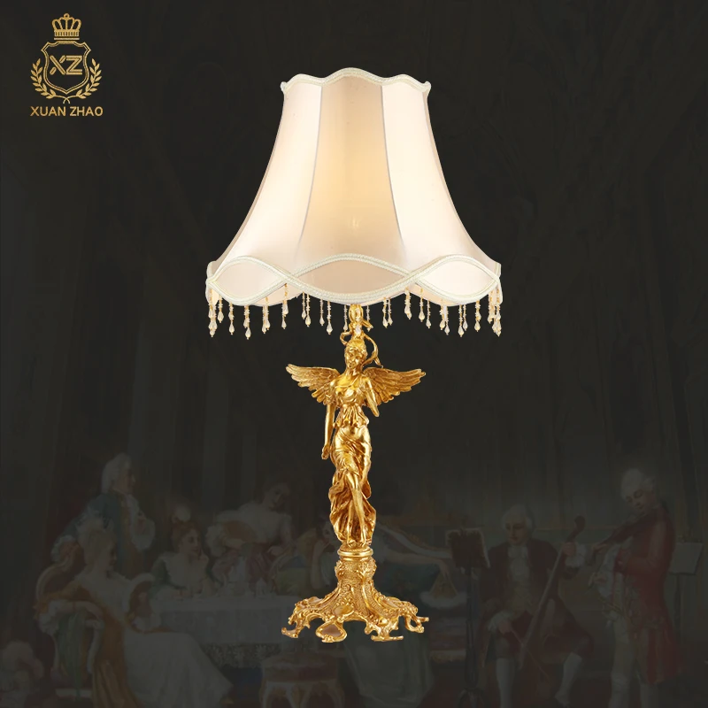 

Baroque Vintage Angel Decorative Lighting American Style Table Lamp Antique Brass Lamps Luxury