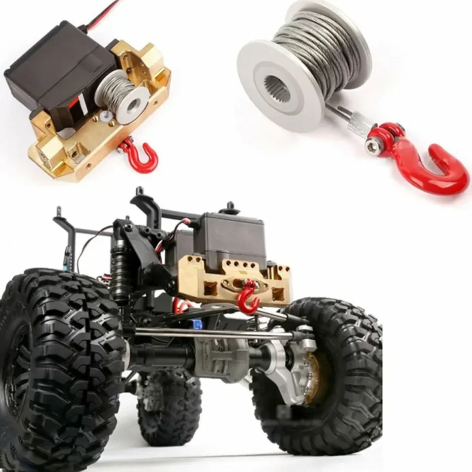 Treuil de voiture RC avec double moteur universel en alliage d'aluminium pour SCX10/TRX4 1/10 RC voiture 81 x 27 mm