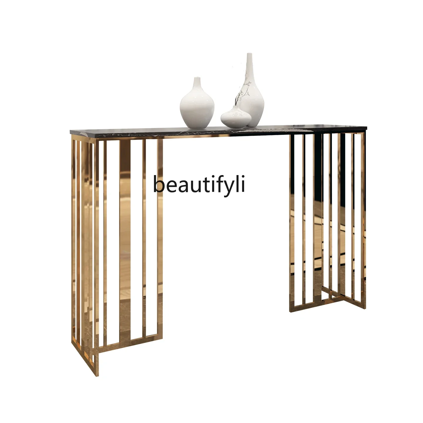 

Nordic simple modern light luxury entrance table stainless steel marble entrance table hotel, end view table R