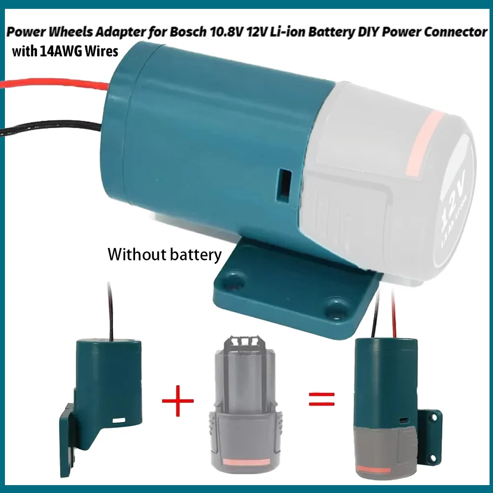 

For Bosch Adapters 10.8V 12V Battery Power Connector Adapter Dock Holder 14AWG Wires Connectors Power DIY Blue Battery Adapter