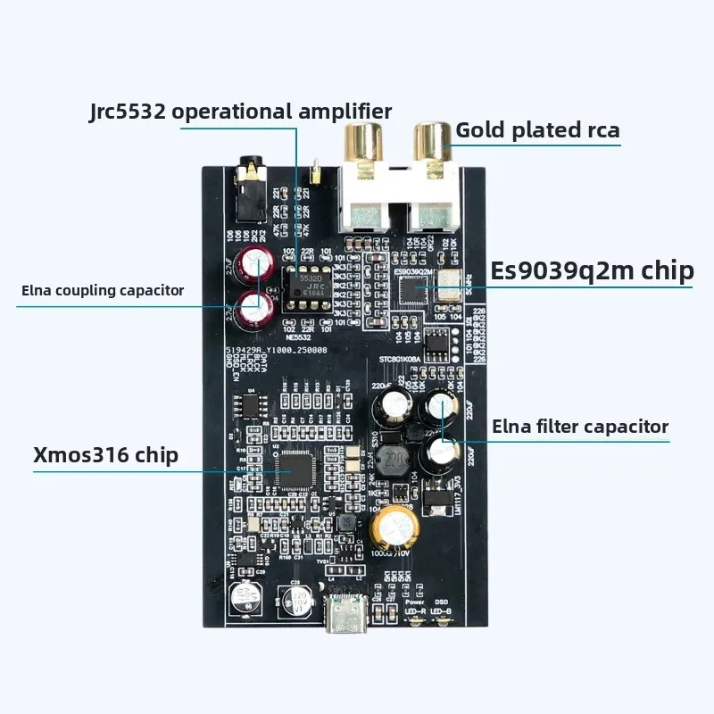Xmos xu316 digital interface usb audio es9039q2m decoder hifi fever dac dsd512