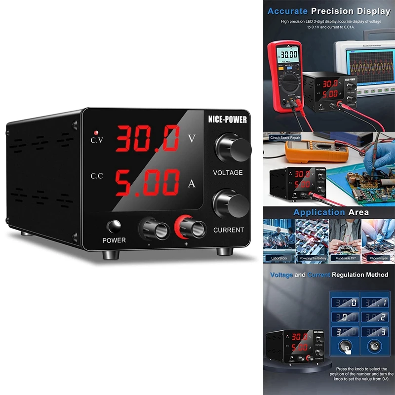 NICE-POWER DC Power Supply Variable 30V 5A Adjustable Switching Regulated Power Supply + Encoder, LED Display US Plug