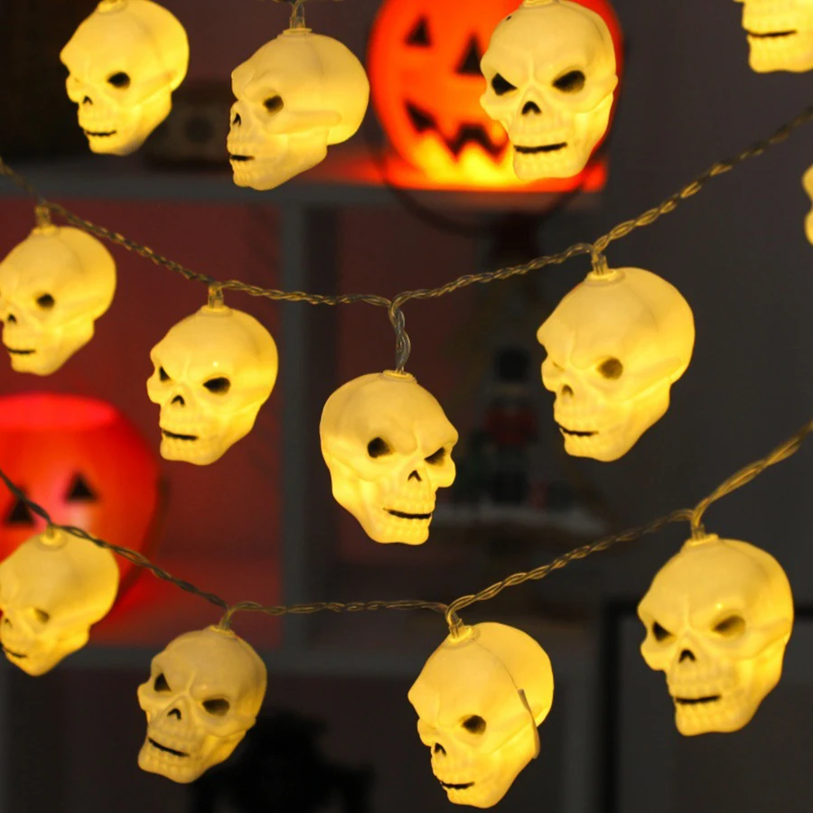 Halloween LED Skull Headlight String Ghost Festival Easter Party Atmosphere Decorative Light