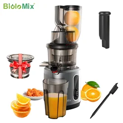 BioloMix-exprimidor de prensa en frío con conducto de alimentación de 78mm, potente Motor de 200W, 40-65RPM, Extractor de zumo de masticulación lenta, se adapta a frutas completas