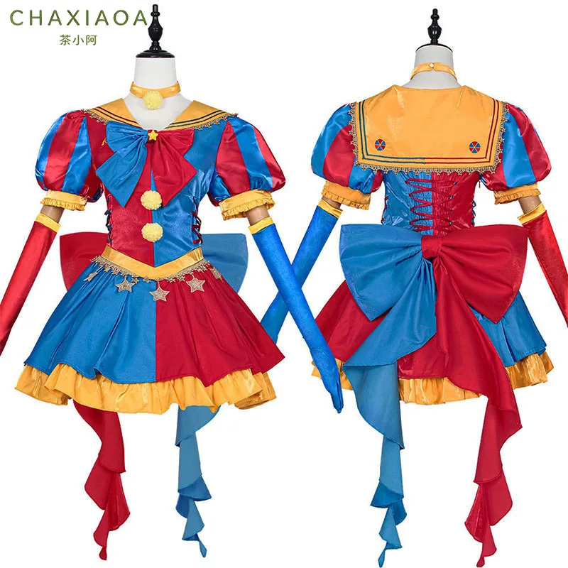 El Increíble Circo Digital, Disfraz de Cosplay de Pomni Lolita, Vestido de Payaso para Mujer, Conjunto Completo, Disfraz de Carnaval de Halloween