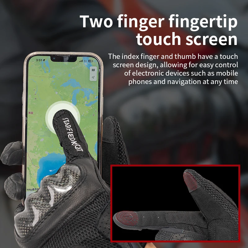 SFK Full Finger Motorcycle Gloves Carbon Fiber Riding Protection Summer Mesh Breathable Non-slip Wear-resistant Riding Equipment
