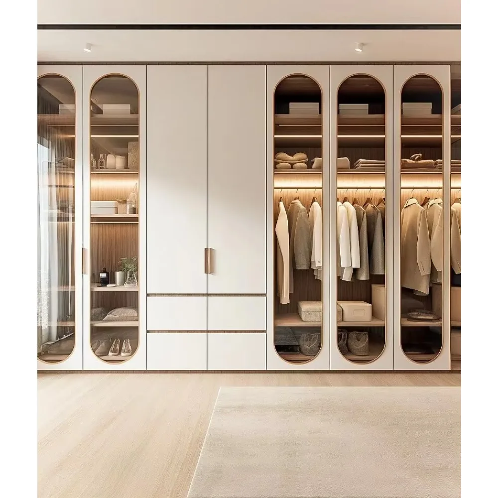 Modern Luxury Walk-in Closet Eco-Friendly High-End Customizable Bedroom Wardrobe Adjustable Efficient Home Furniture Storage