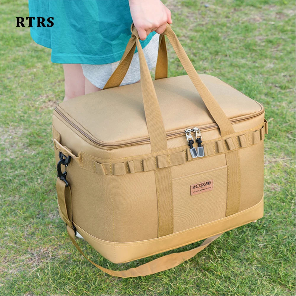 Cooler Bag with Hard Liner Large Insulated Picnic Lunch Bag Box Cooling Bag for Camping BBQ Family Outdoor Activities