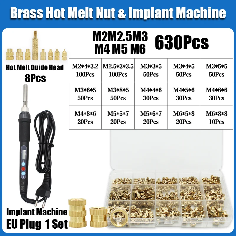 Bis zu 1459p einstellbare Temperatur elektrischer Lötkolben Wärme satz Messing einsatz Mutter Gewinde einsätze Heiß schmelze gerändelte Kupfer muttern – Detail 18