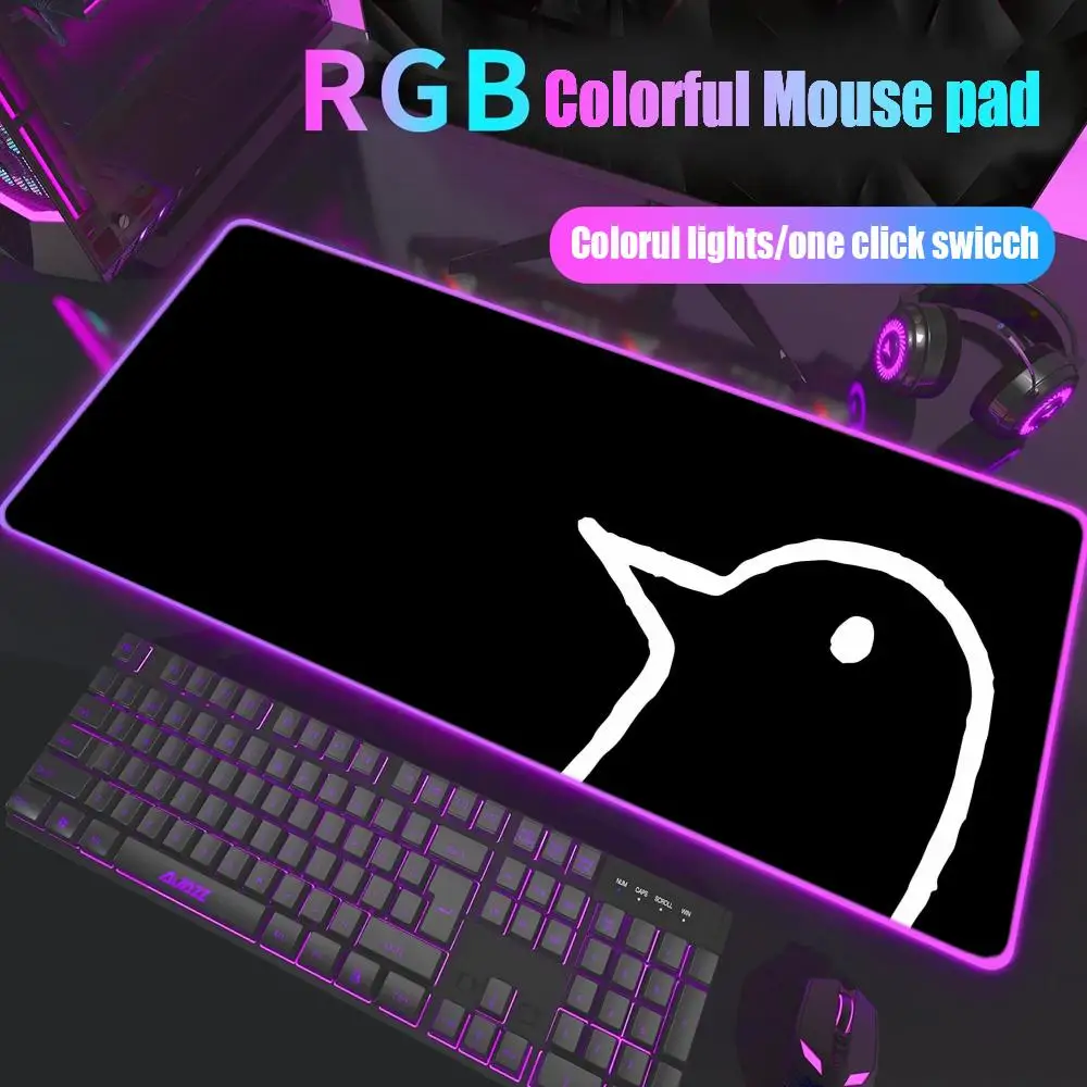 

oyasumi punpun Mouse Pad Gamer Rgb Desk Mat Back Light Led Mousepad Setup Gaming Accessories Deskmat Big Mousepad Backlight