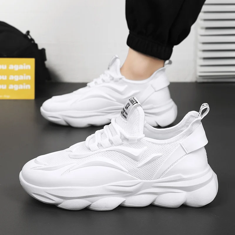 Men's Breathable Mesh Running Trainers With Durable Thick Sole_voghion.com