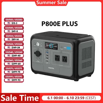 OUKITEL P800E Przenośna Stacja Zasilania 800W Generator Solarny 512Wh Bateria Lifepo4 Zasilanie Awaryjne Domowe Kemping na Zewnątrz Mobilne Zasilanie