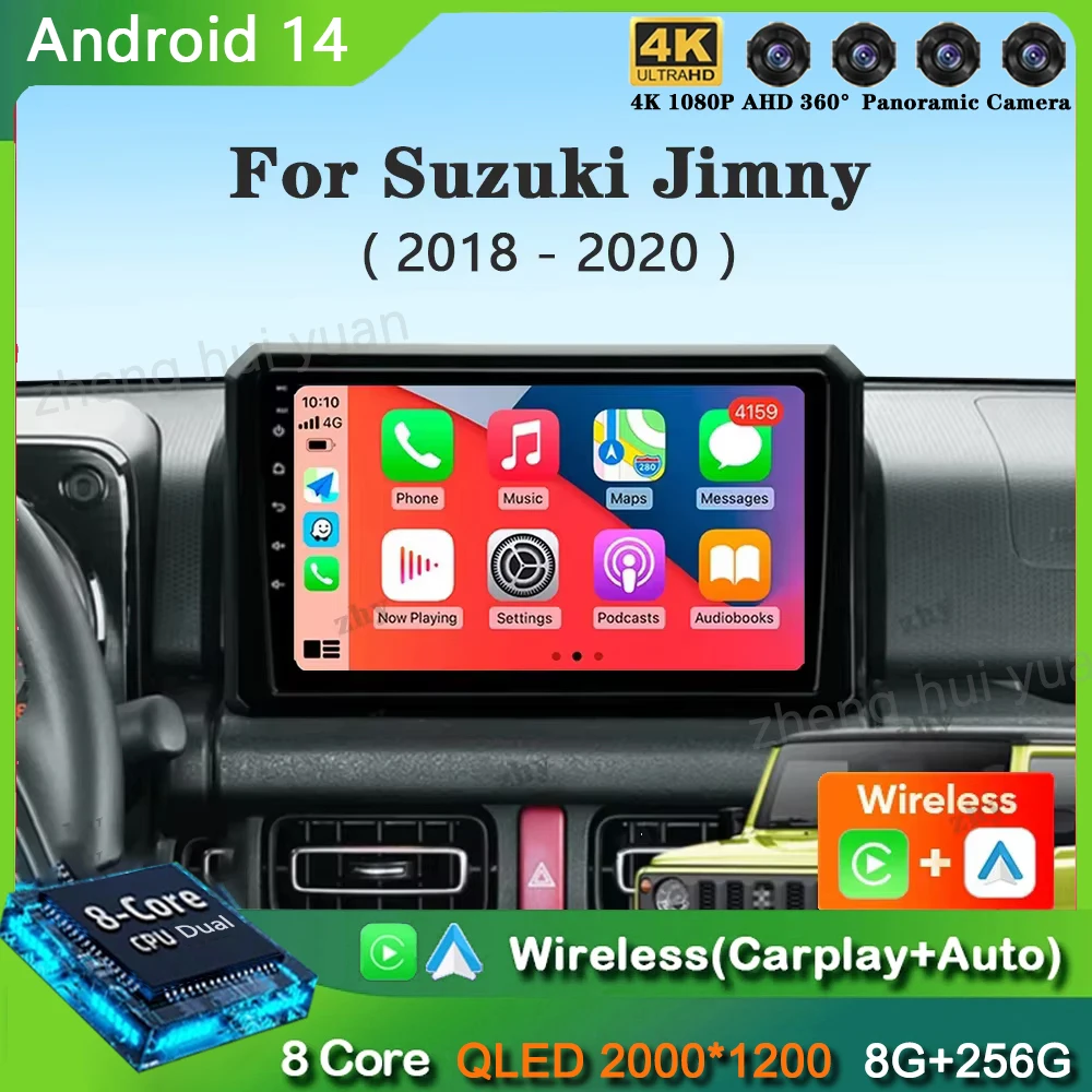 

Android 14 Carplay Car Radio For Suzuki Jimny 2018 2019 2020 Navigation GPS Multimedia Player stereo BT DSP wifi+4G Auto 2 DIN