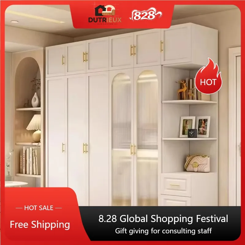 European White Luxury Wardrobes Modular Drawers Organizer Bedroom Wardrobe Storage Space Saving Armarios De Ropa Home Furniture