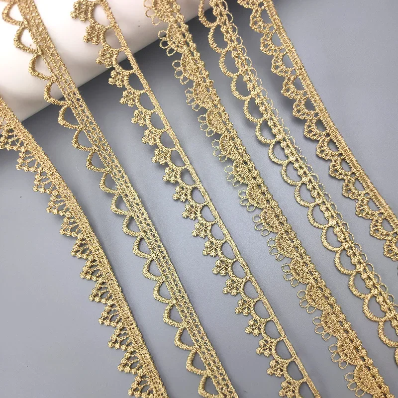 5 Yards Gold Embroidery Flower Lace Trim Knitting Wedding DIY Handmade Classic Style Patchwork Ribbon Sewing Supplies Craft