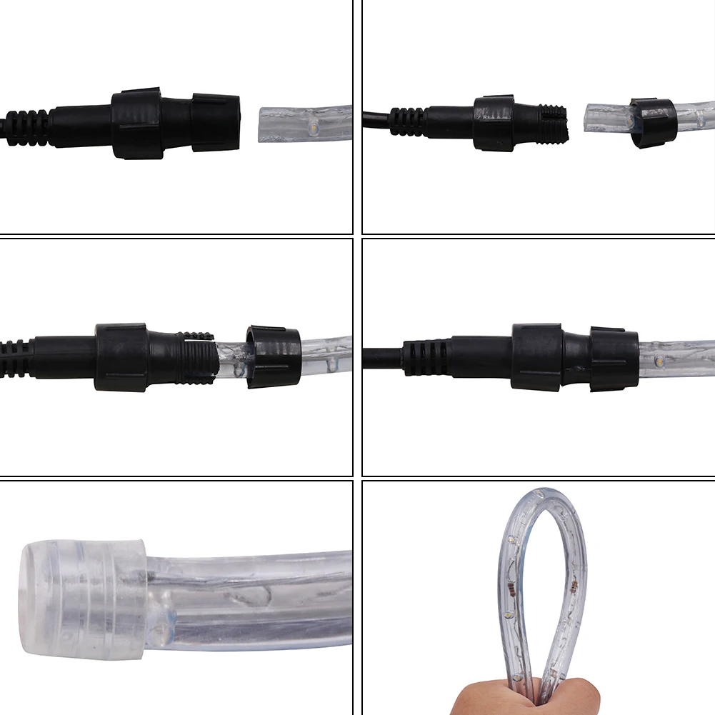 220V LED Strip Light With UK Power Plug Round 2-wire Outdoor IP67 Waterproof Christmas Decoration Led Lamp Ribbon Home Decor