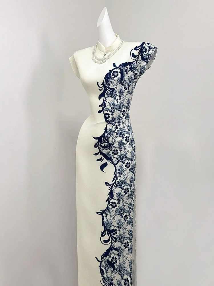 

Ele White Qipao Dr New Chinese Sle Women's Faion High-end Republic of China Misses Dr Blue And White Porcelain