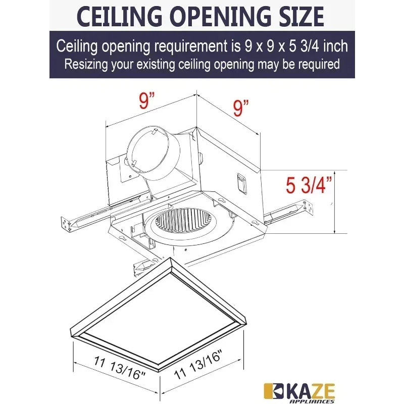 100 CFM | 0.8 Sone Humidity Sensing Dimmable 4000K Edge Lit LED No Attic Access Required Quiet Bathroom Ventilation