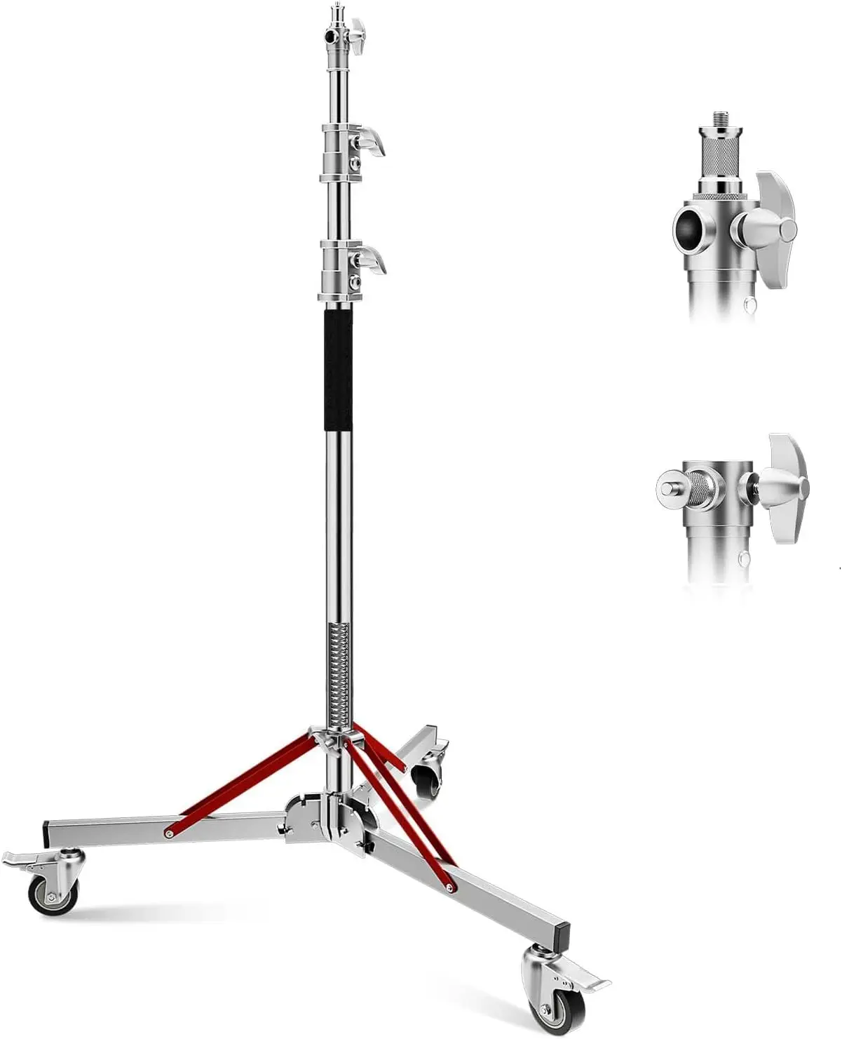 

Heavy Duty Light Stand with Casters, 10ft/305CM 100% Stainless Steel 30kg/66lb Load Bearing Adjustable Photography Light