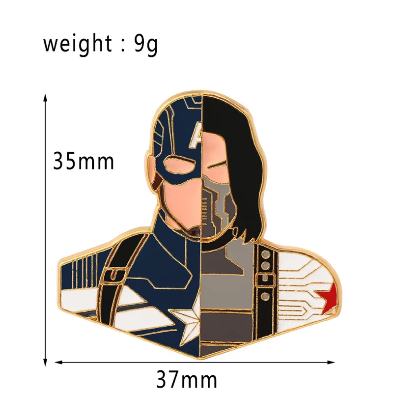 Marvel Captain America And Winter Soldier Brooches Men Friendship Badges Pins Jewelry Accessories On The Clothes