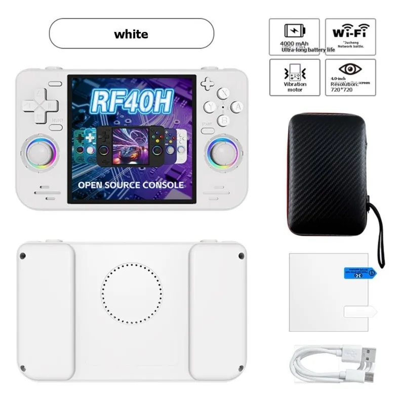 AT82-RF40H Handheld Video Game Console 128GB Wifi Enabled 4.0-Inch IPS Screen Open Source Retro Game Console 30+ Emulator Suppor