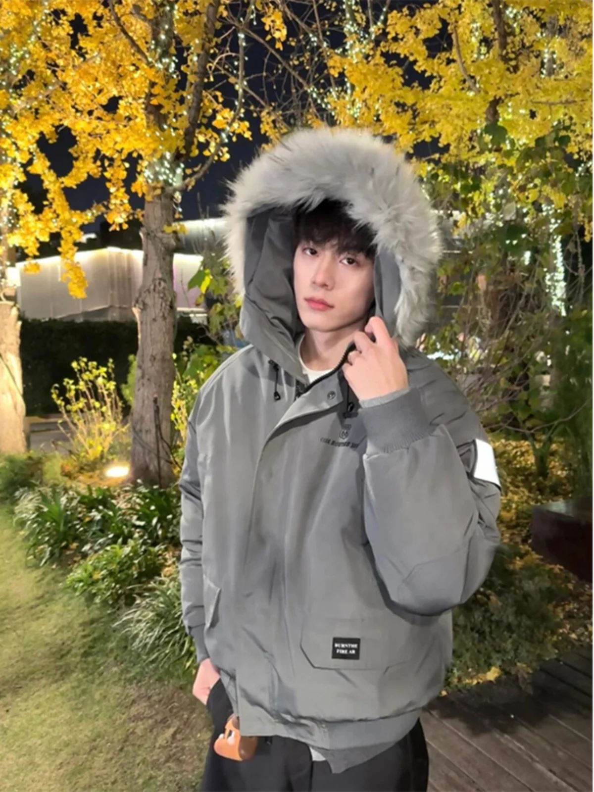

Thickened American Retro Workwear Parka Coat Men's Winter Removable Fur Collar Cotton Jacket down Outerwear Hooded Jacket